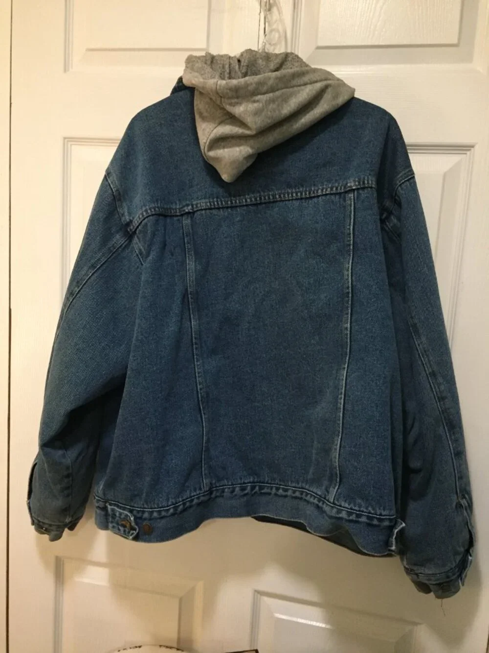 VTG Canyon Guide Outfitters Mens 2XL Hooded Denim Trucker Jean Jacket Lined